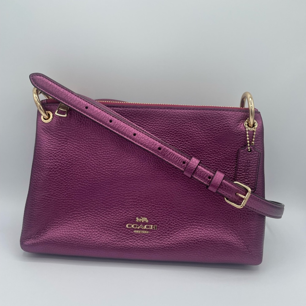 Coach Crossbody Bag in Burgundy with Gold Hardware - Picture 6 of 13